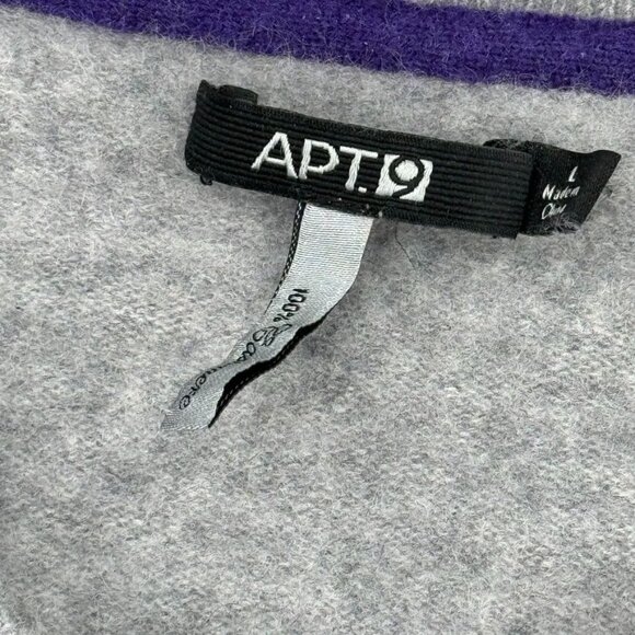 APT. 9 Women's Argyle Cardigan Sweater Size large Cashmere Gray & Purple - Picture 4 of 9